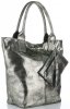 Kožené kabelka shopper bag Vittoria Gotti stříbrná V6141
